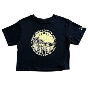 Retro 100% Cotton Crop Top Moon & Stars T-Shirt Size XL women’s Festival Beach